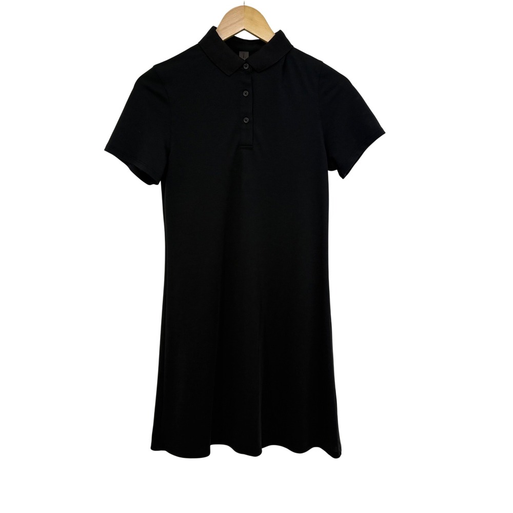 Outdoor Voices Womens Black Pique Knit Polo Dress Short Sleeve Activewear Size S